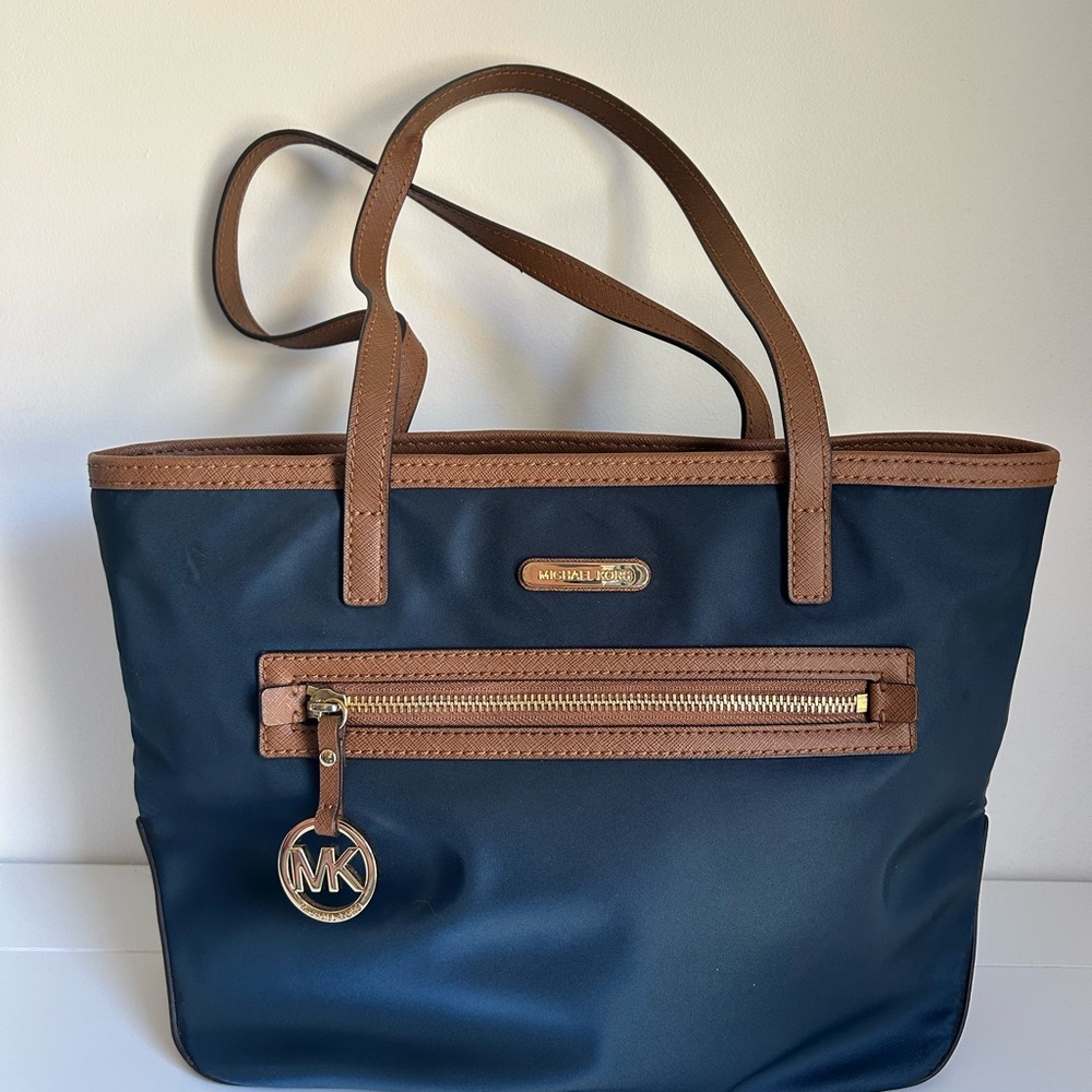 Michael Kors Dark Blue and Brown Tote
